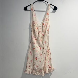 PINK VICTORIA’S SECRET Summer Fling satin ruffle dress in pink floral print NWT